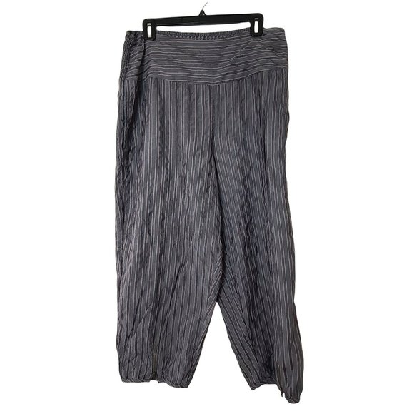 Masai Pants - Masai Copenhagen Balloon Leg High Rise Zipper Ankle Crop Pants Stripe Size XL